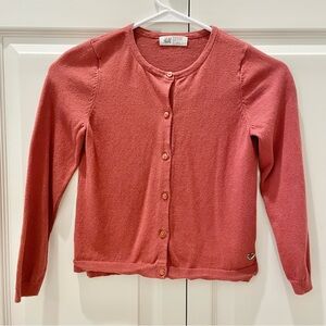 H&M Girl Pink Cardigan Sweater size 6x/7 dark red